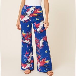 Women’s Stretchy Colorful Geometric Patterned Wide leg Palazzo Pants